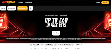 Screenshot of Hotstreak's sign up offer