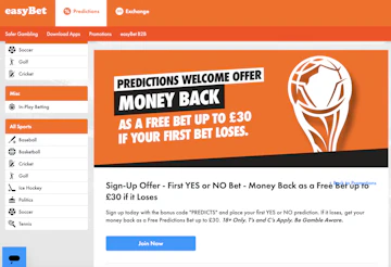 Screenshot of easyBet Predictions welcome bonus