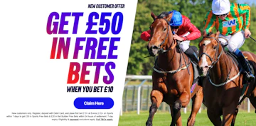 Screenshot of Betfred's bet 10 get 50 offer