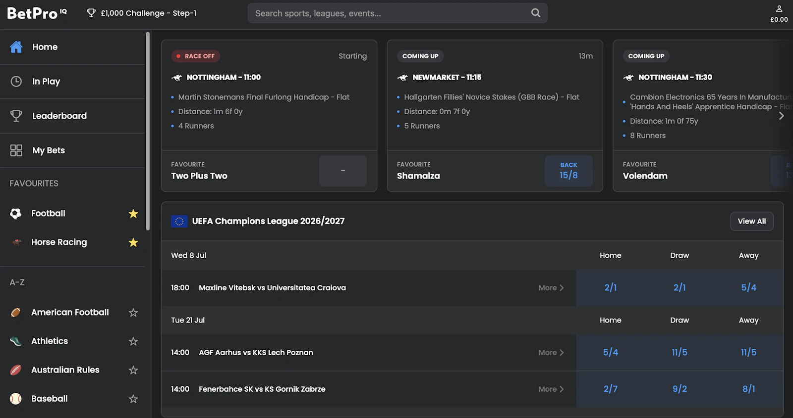 Screenshot of BetPro IQ's homepage
