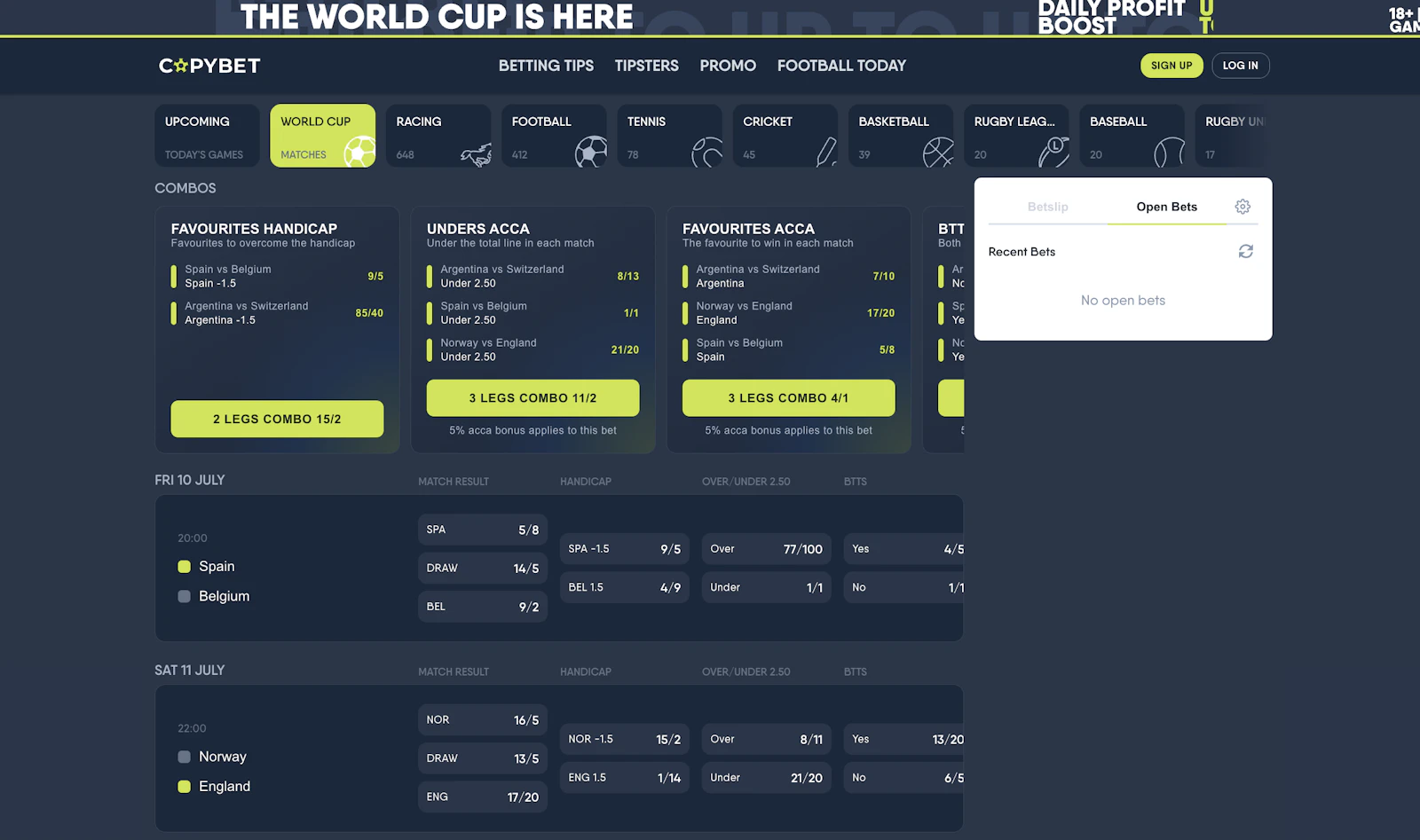 Screenshot of CopyBet's homepage