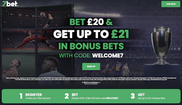 Screenshot of 7bet's sign up offer