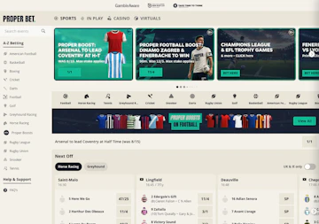 Screenshot of Proper Bet's homepage