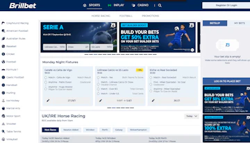 Screenshot of Brillbet's homepage