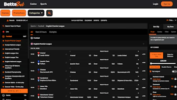 Screenshot of Bettabet's homepage