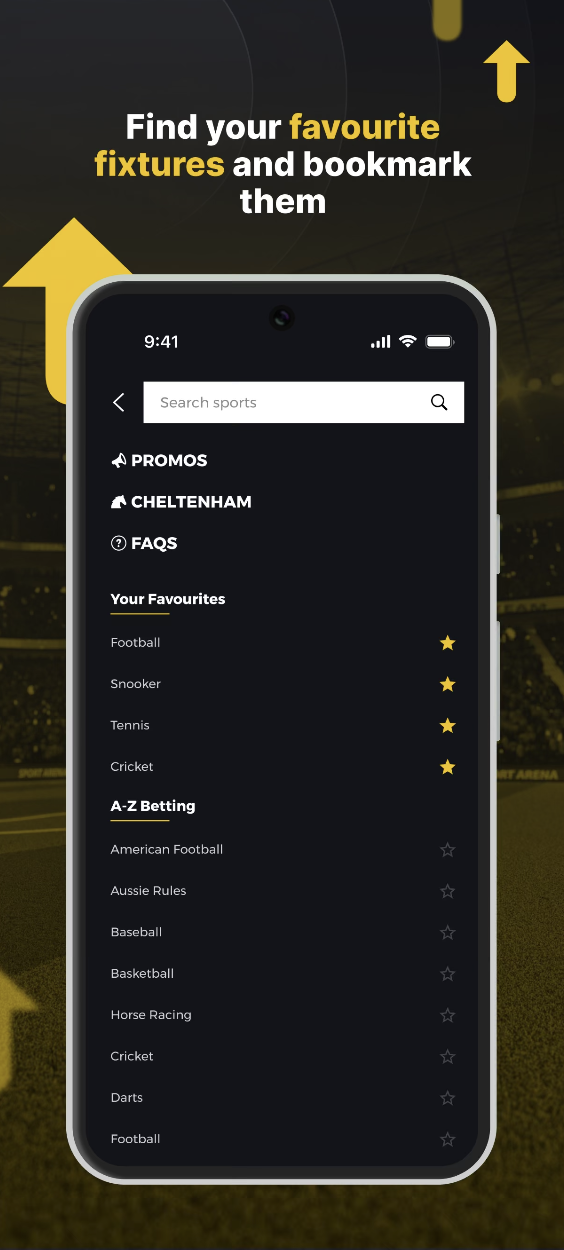 You can bookmark your favourite sports on the PricedUp app