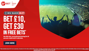 Screenshot of Virgin Bet's sign up offer