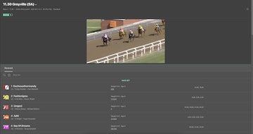 Screenshot of Bet365 horse racing live streaming