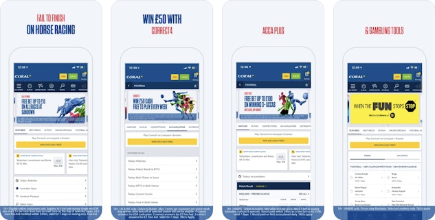 Screenshot of Coral betting app for ios