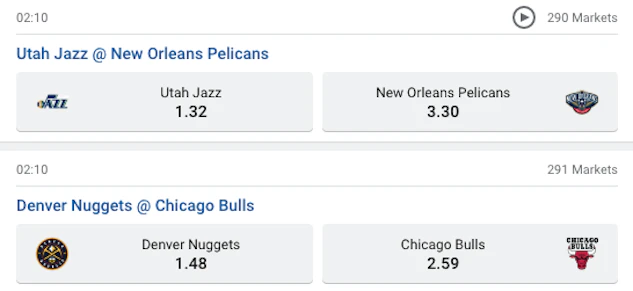 Sportsbet Betting Markets NBA