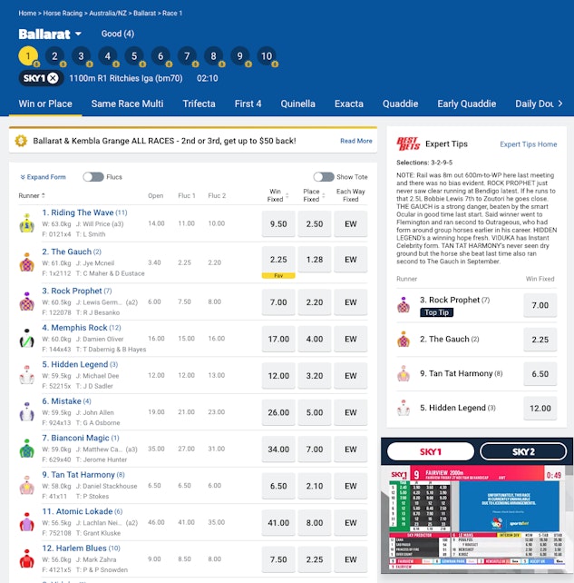 sportsbet today's racing