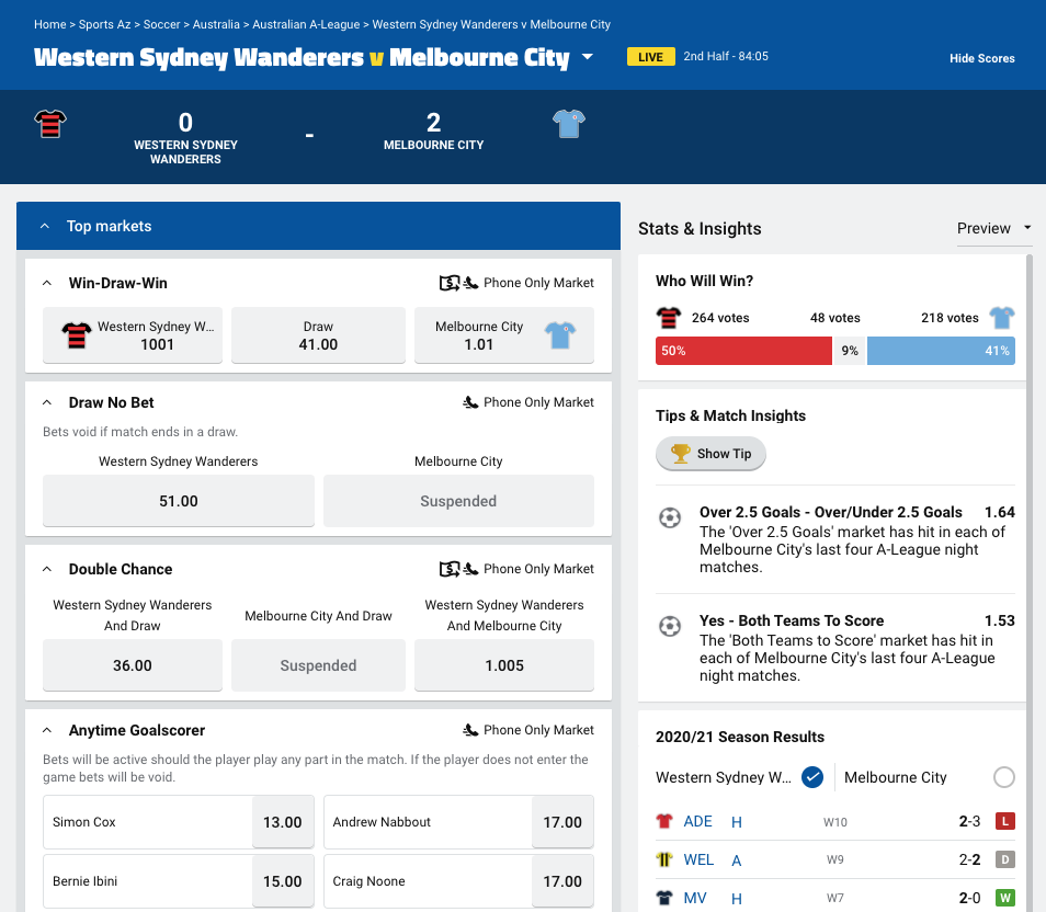 soccabet livebets options