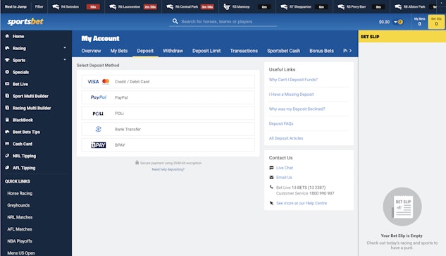 Sportsbet NZ Payment Methods