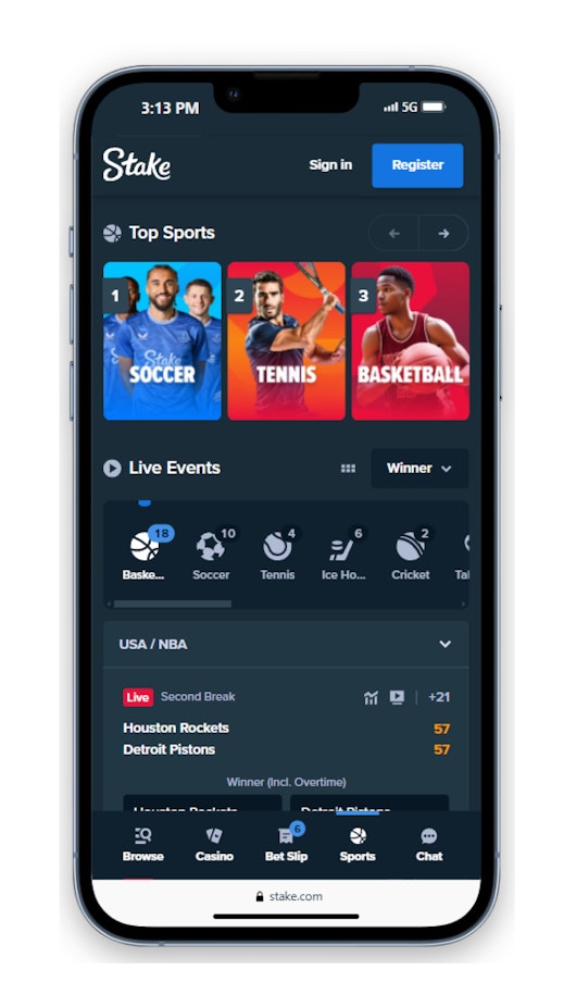 Stake Sportsbook Homepage