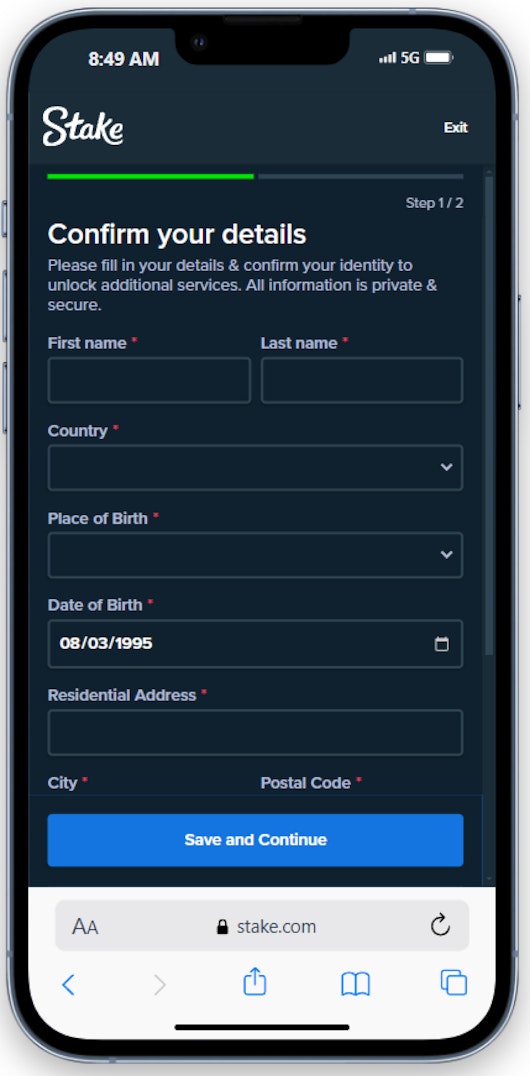 Stake detail confirmation