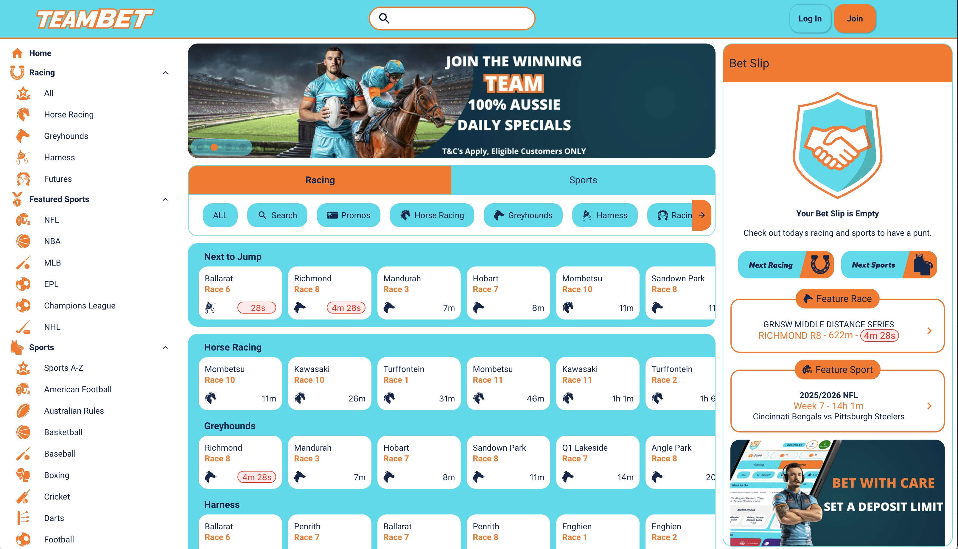 Team Bet Australia Homepage