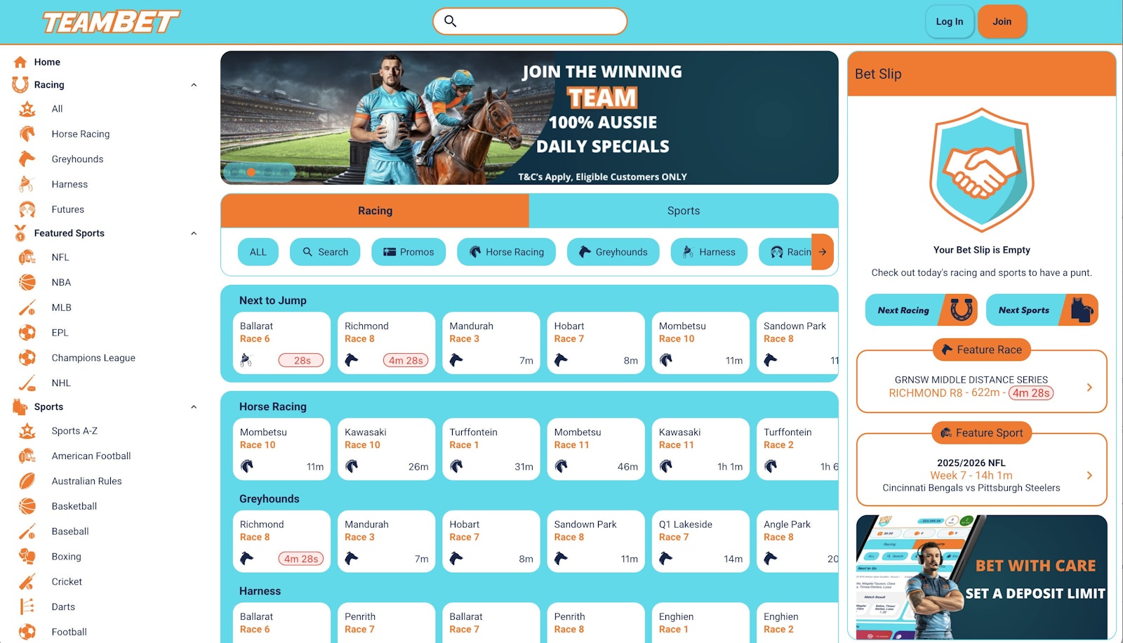 Team Bet Australia Homepage