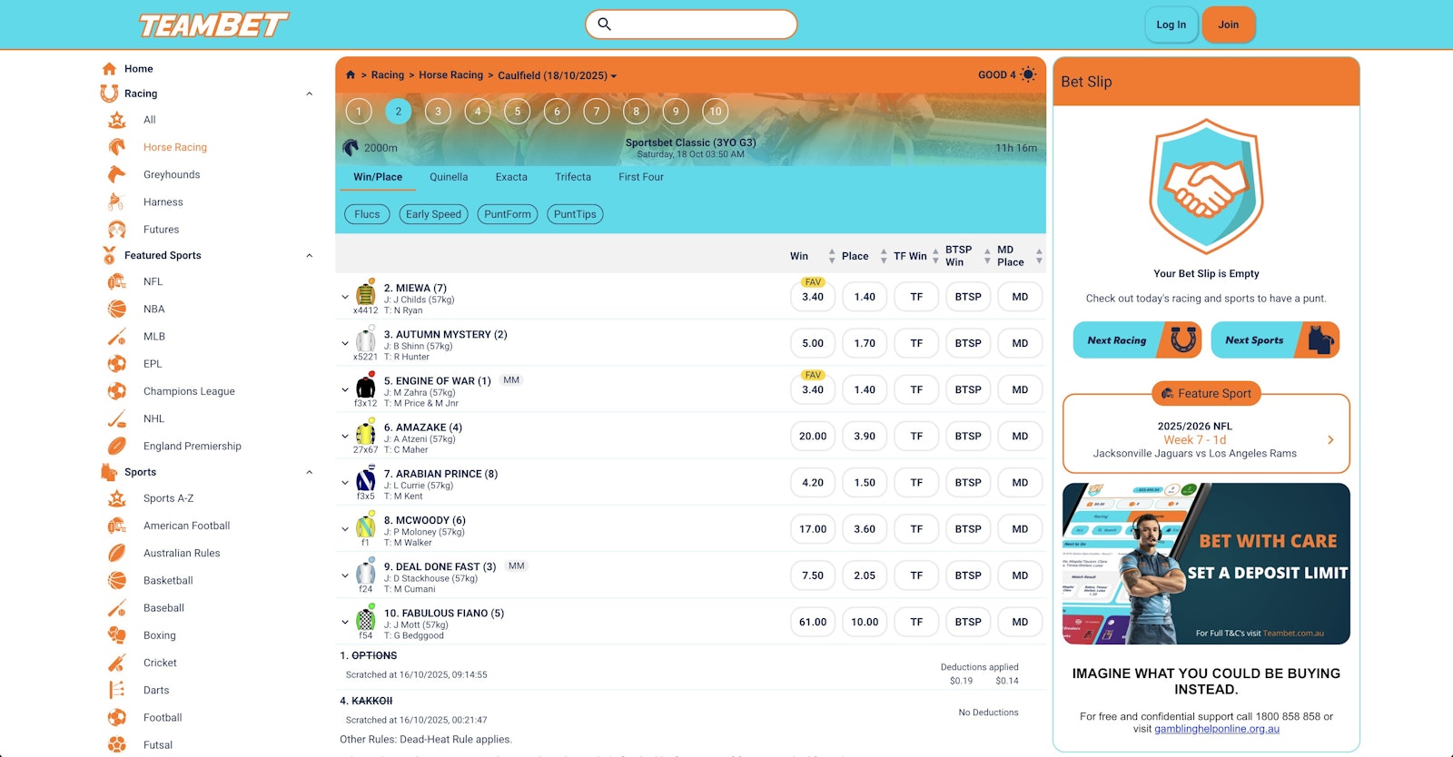 Team Bet Horse Racing