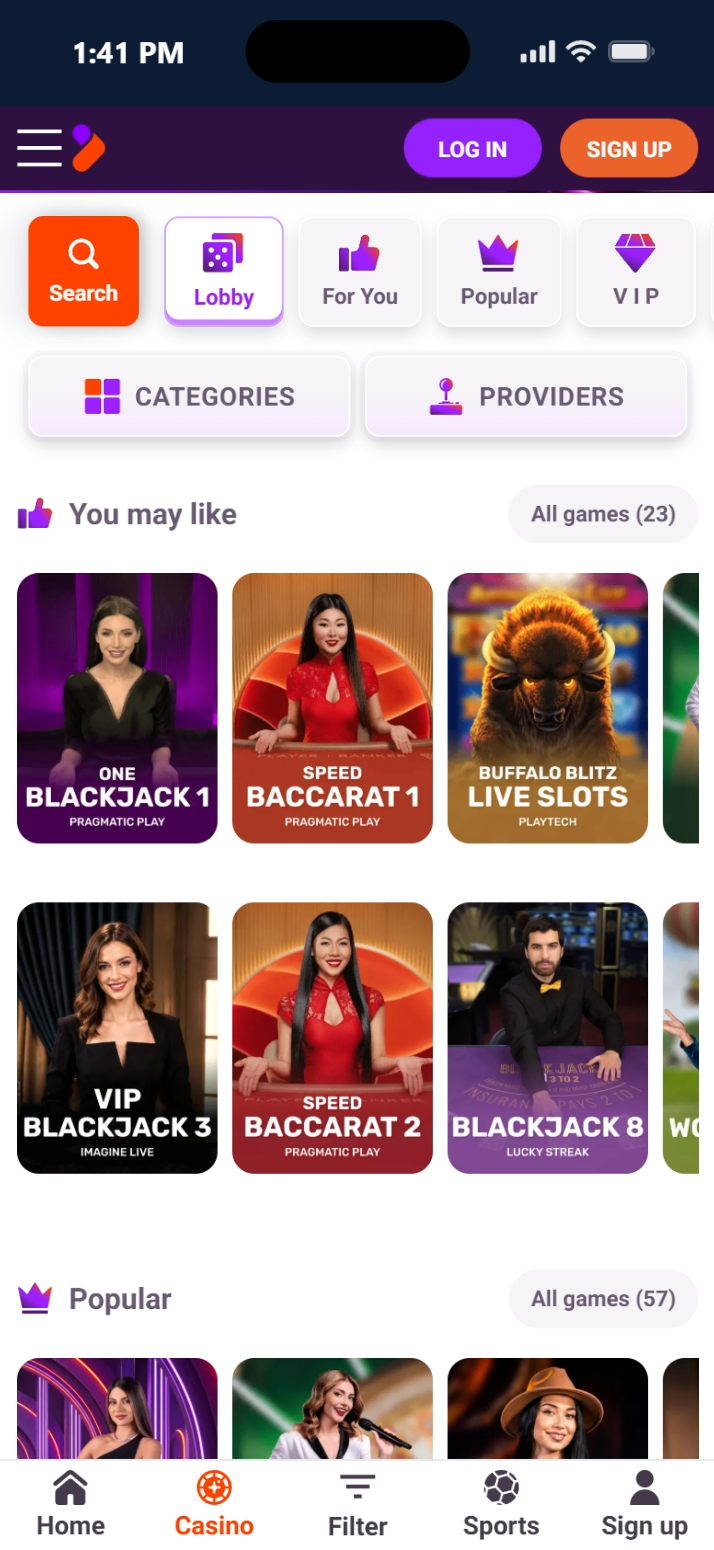 Tonybet live casino