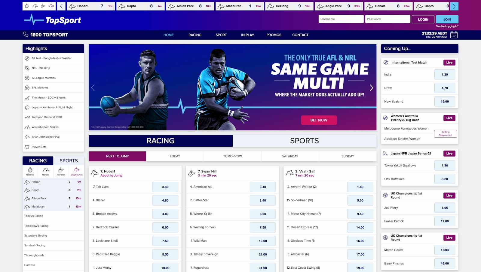 Top Sport Australia Homepage