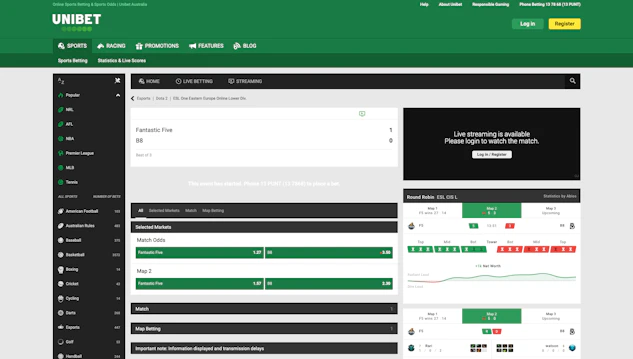Unibet live Dota 2 betting