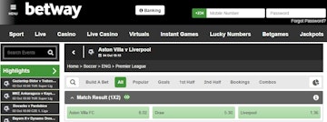 Villa vs Liverpool betway