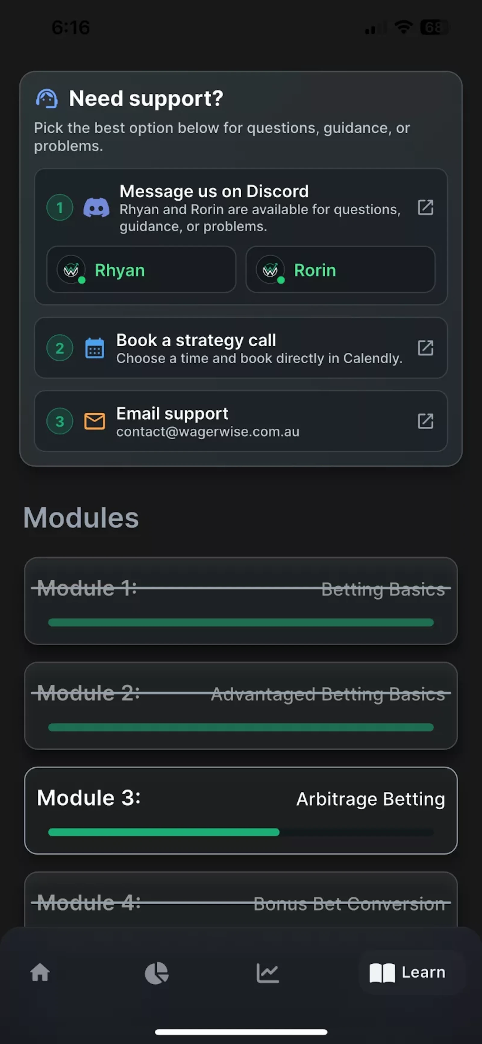 Wager Wise App Learning Zone