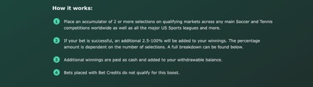 Bet365 100 acca boost how it works