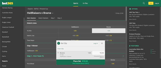 Bet365 dota 2 betting slip