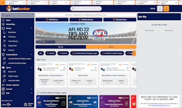 BetBunker Homepage Screenshot