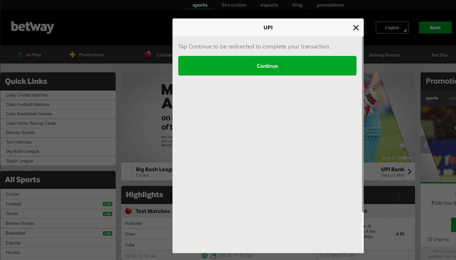 Betway deposit 2